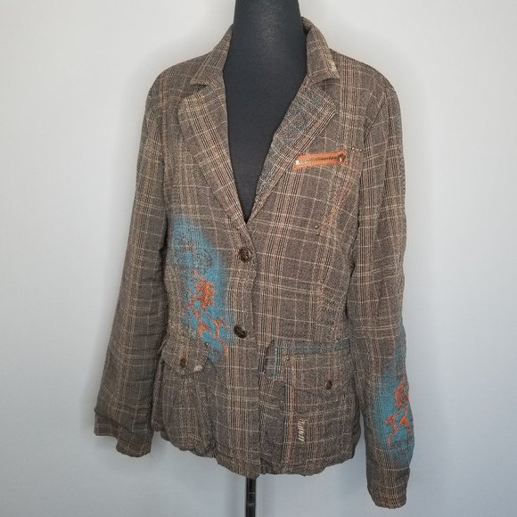 Johnny Was Jackets & Blazers - Johnny Was 3J Workshop Plaid Embroidered Blazer, M